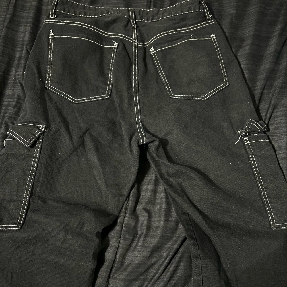 Black cargos straight fit